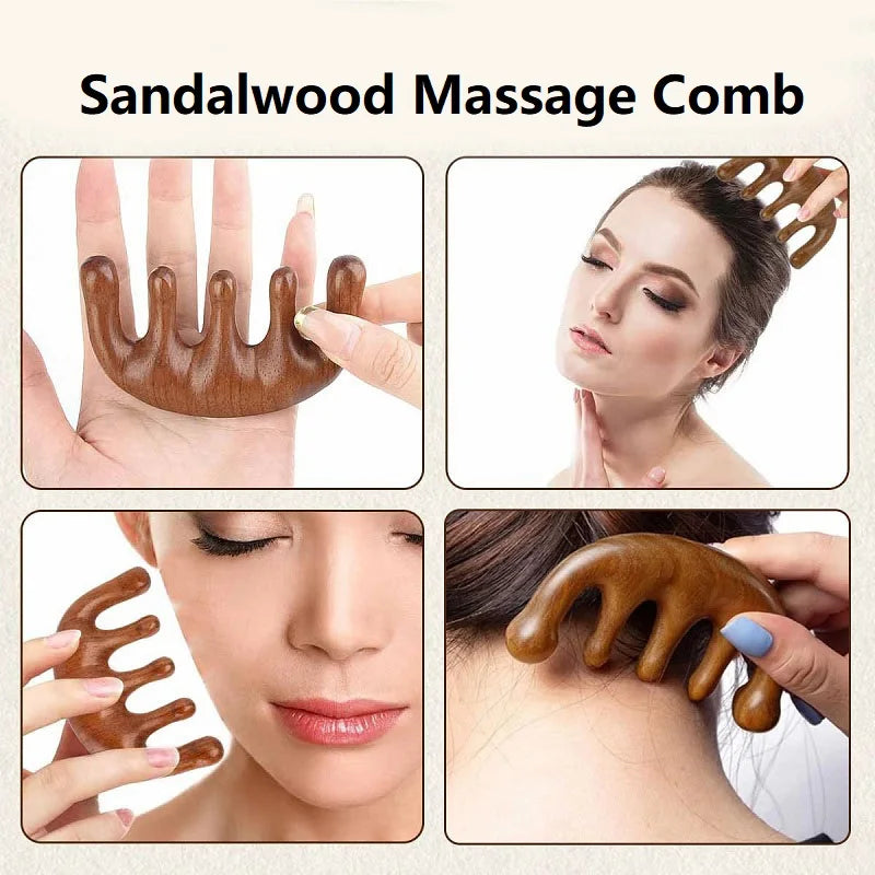 Masseur cuir chevelu en bois Lunéa - détail